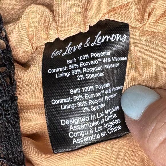 For Love and Lemons Halle Black Lace Dress, One Shoulder, Lined, NWT, Size L - Picture 8 of 9